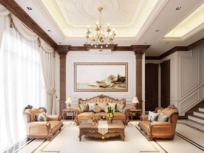 Thiết kế phòng khách đẹp tân cổ điển
